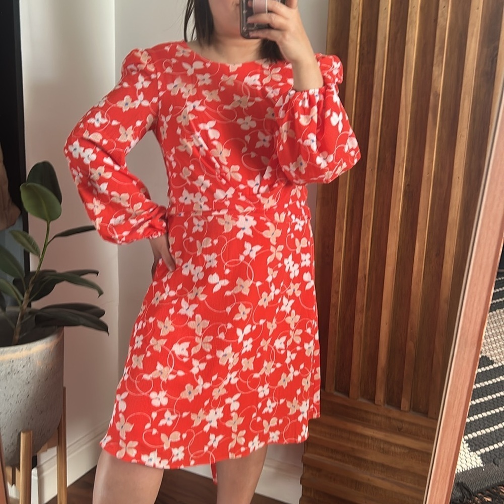 ELIZA J Floral Belted Ballon Sleeve Dress. Size 6